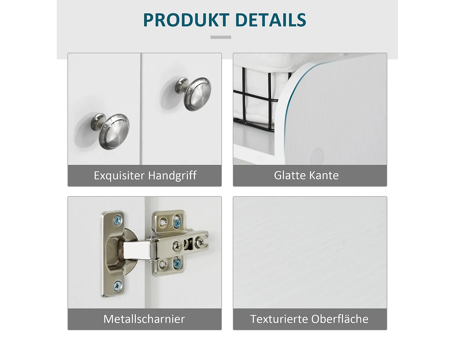 Meuble à chaussures avec 2 portes et 4 étagères, bois, blanc (83x30x90 cm)