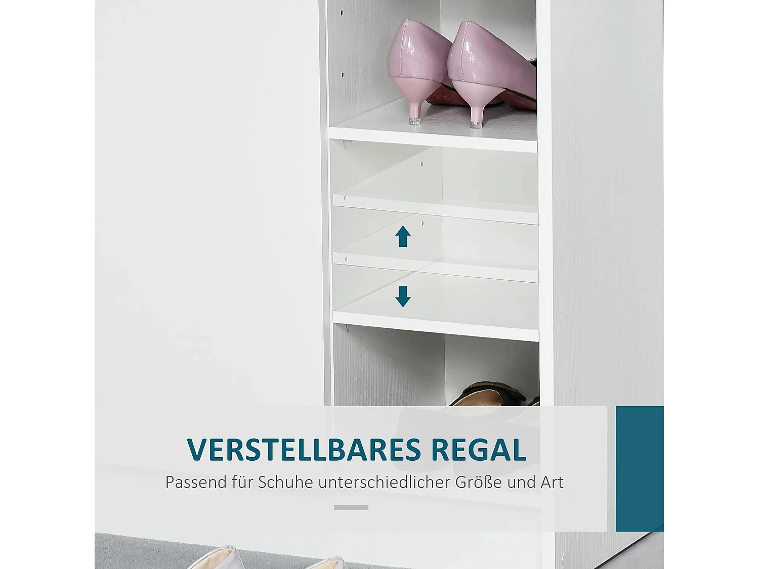 Scarpiera con 2 ante e 4 ripiani, legno, bianco (83x30x90 cm)