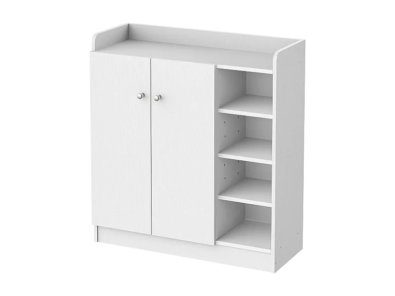 Scarpiera con 2 ante e 4 ripiani, legno, bianco (83x30x90 cm)