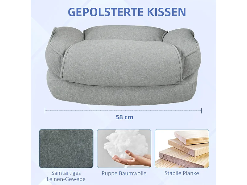 Fauteuil de bureau ergonomique, avec fonction basculante et dossier réglable, tissu doux, gris, (68.5x79x117-125 cm)