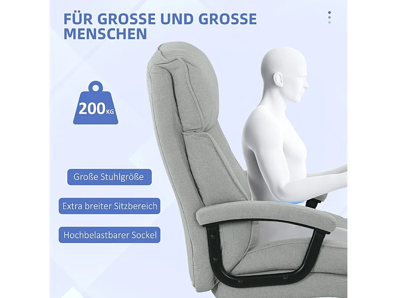 Sedia da ufficio ergonomica, con funzione di inclinazione e schienale regolabile, tessuto morbido, grigio, (68,5x79x117-125 cm)