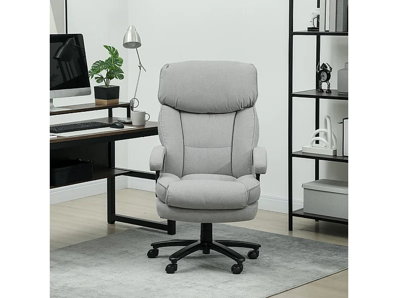 Sedia da ufficio ergonomica, con funzione di inclinazione e schienale regolabile, tessuto morbido, grigio, (68,5x79x117-125 cm)