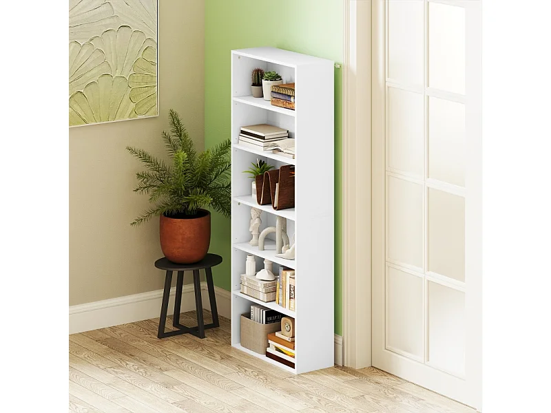 Libreria a 5 ripiani con ripiani regolabili, MDF, bianco, (60x24x158,5 cm)