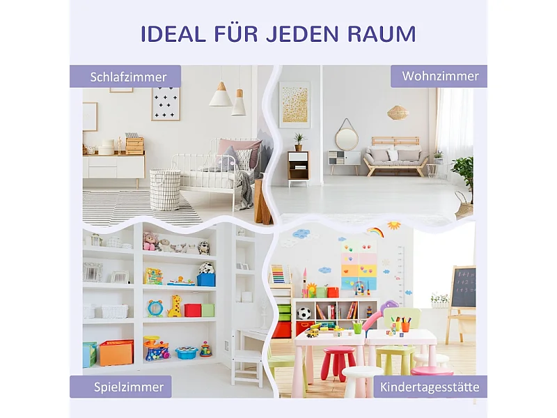 Bibliothèque enfant, étagères de rangement avec banc, en MDF, gris (103x30x62 cm)