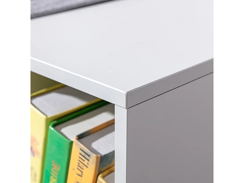 Bibliothèque enfant, étagères de rangement avec banc, en MDF, gris (103x30x62 cm)