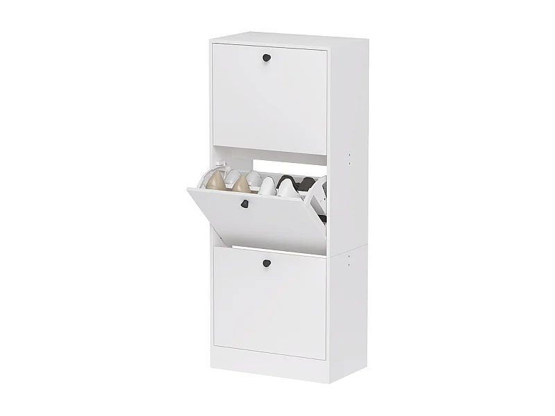 Scarpiera, 3 ante, legno melaminico, bianco, (47x28x115 cm)