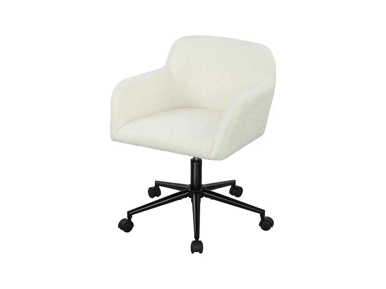 Chaise de bureau pivotante, tissu, métal, crème (75x70x75 cm)