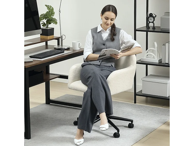 Sedia girevole da ufficio, tessuto, metallo, crema (75x70x75 cm)