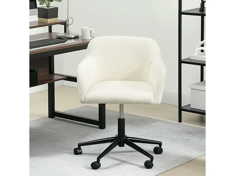 Sedia girevole da ufficio, tessuto, metallo, crema (75x70x75 cm)