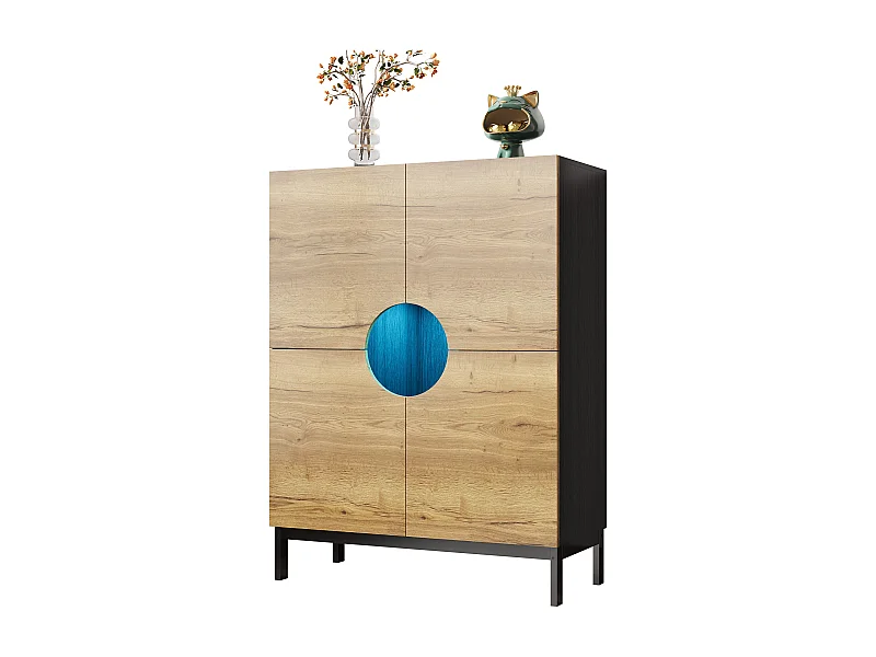 Meuble à chaussures et vitrine 2 en 1 avec étagères réglables, pieds en bois massif, 90x40x120 cm, design moderne et spacieux