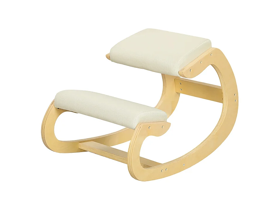 Knee Support Ergonomique, Design inclinable, Cadre en bois de bouleau, Crème (55x85x55 cm)