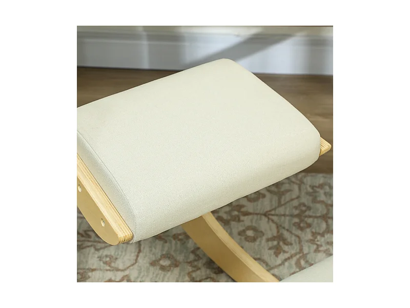Knee Support Ergonomique, Design inclinable, Cadre en bois de bouleau, Crème (55x85x55 cm)