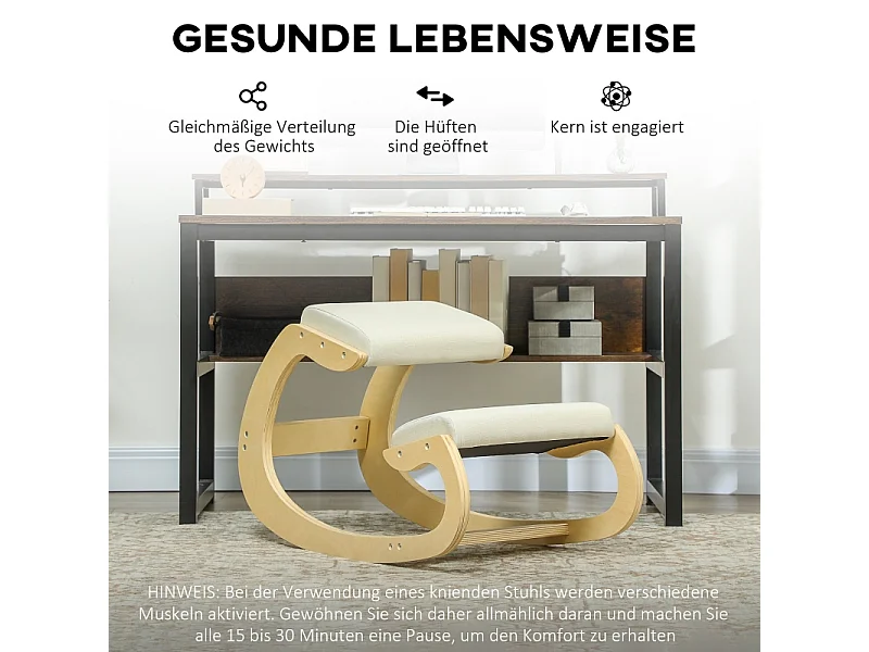 Supporto ergonomico per ginocchio, design inclinabile, struttura in legno di betulla, crema (55x85x55 cm)