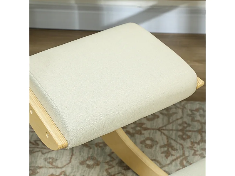 Supporto ergonomico per ginocchio, design inclinabile, struttura in legno di betulla, crema (55x85x55 cm)
