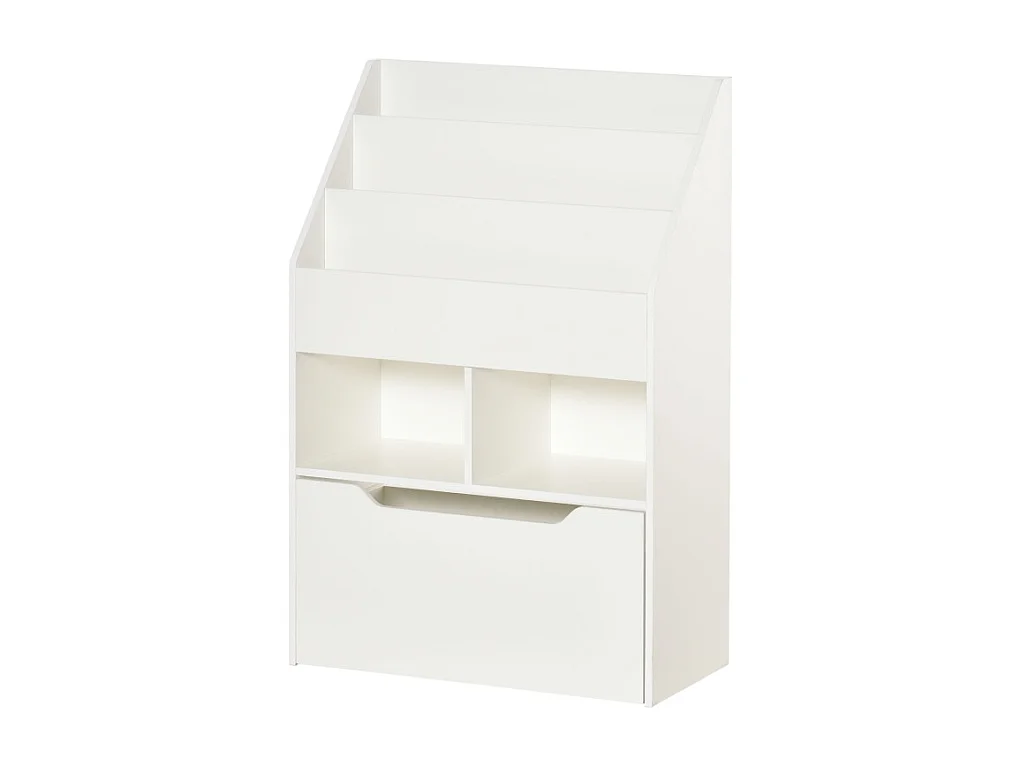 Libreria per bambini con cassetto, ripiani portaoggetti, MDF, bianco (60x29,9x90 cm)