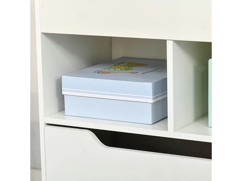 Libreria per bambini con cassetto, ripiani portaoggetti, MDF, bianco (60x29,9x90 cm)