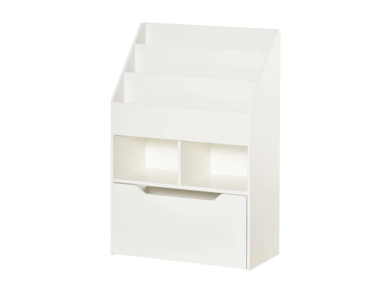 Libreria per bambini con cassetto, ripiani portaoggetti, MDF, bianco (60x29,9x90 cm)