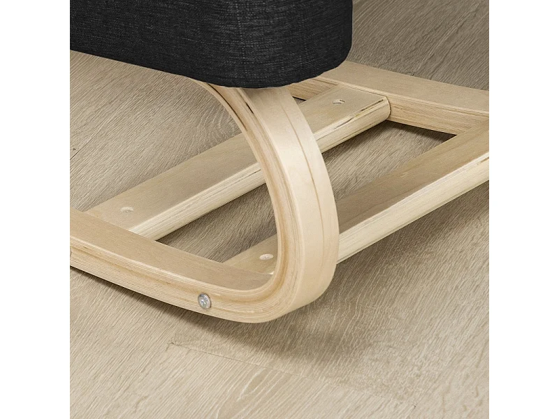 Tabouret ergonomique pour genoux, cadre en bois de bouleau, tissu polyester, noir (51x69x58 cm)