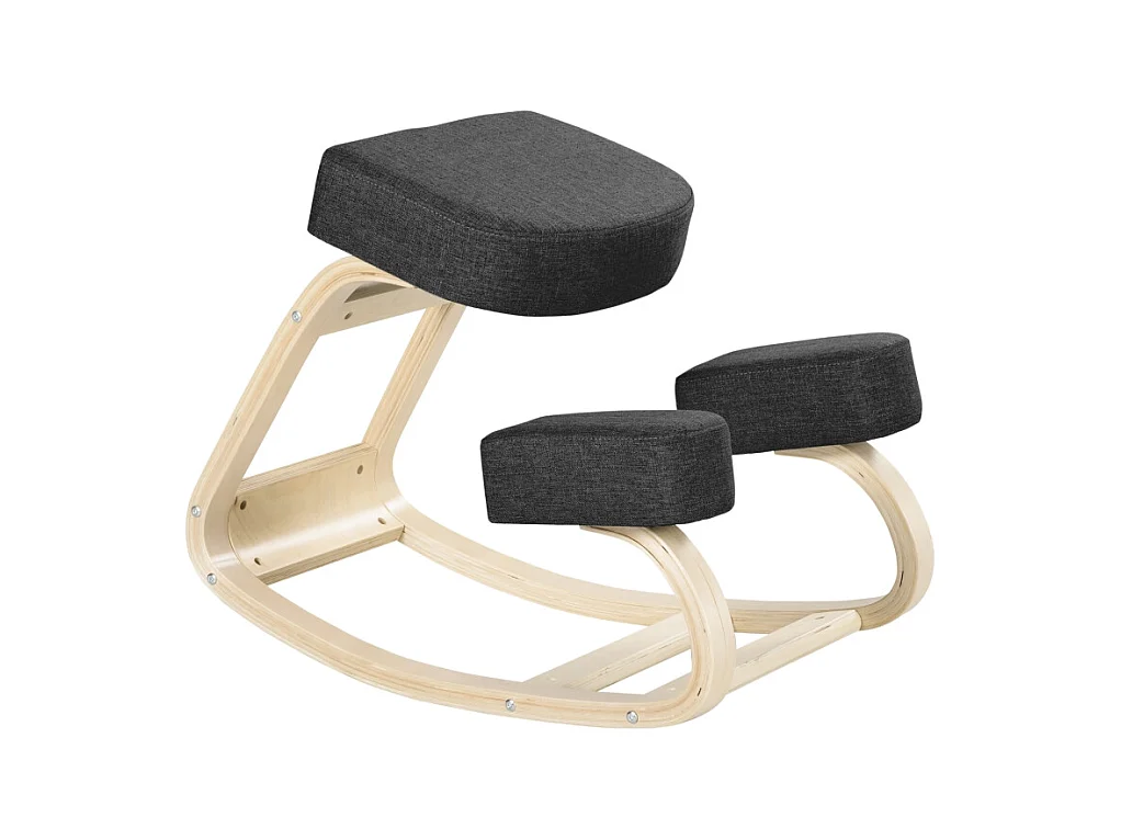 Tabouret ergonomique pour genoux, cadre en bois de bouleau, tissu polyester, noir (51x69x58 cm)