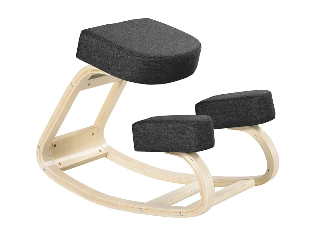 Sgabello ergonomico per ginocchia, struttura in legno di betulla, tessuto in poliestere, nero (51x69x58 cm)