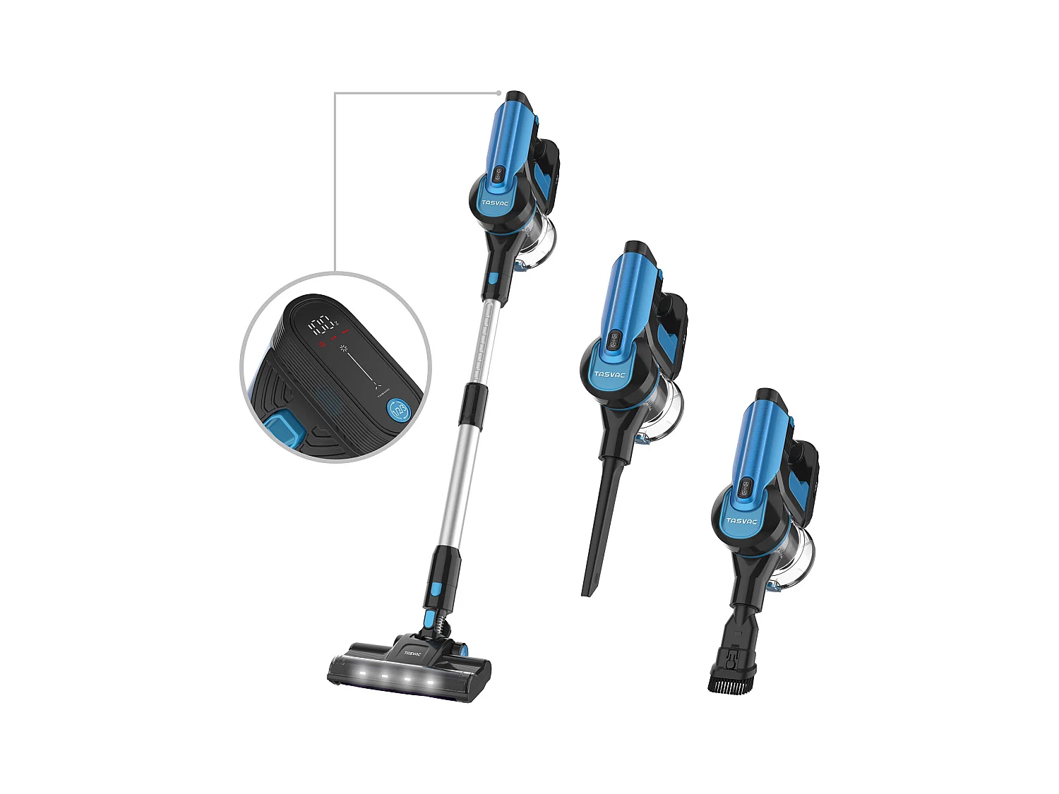 Aspirateur sans fil, 260W avec affichage LED, rouleau doux, batterie amovible, 23 kPa, vert (43.5x32.5x19.5 cm)