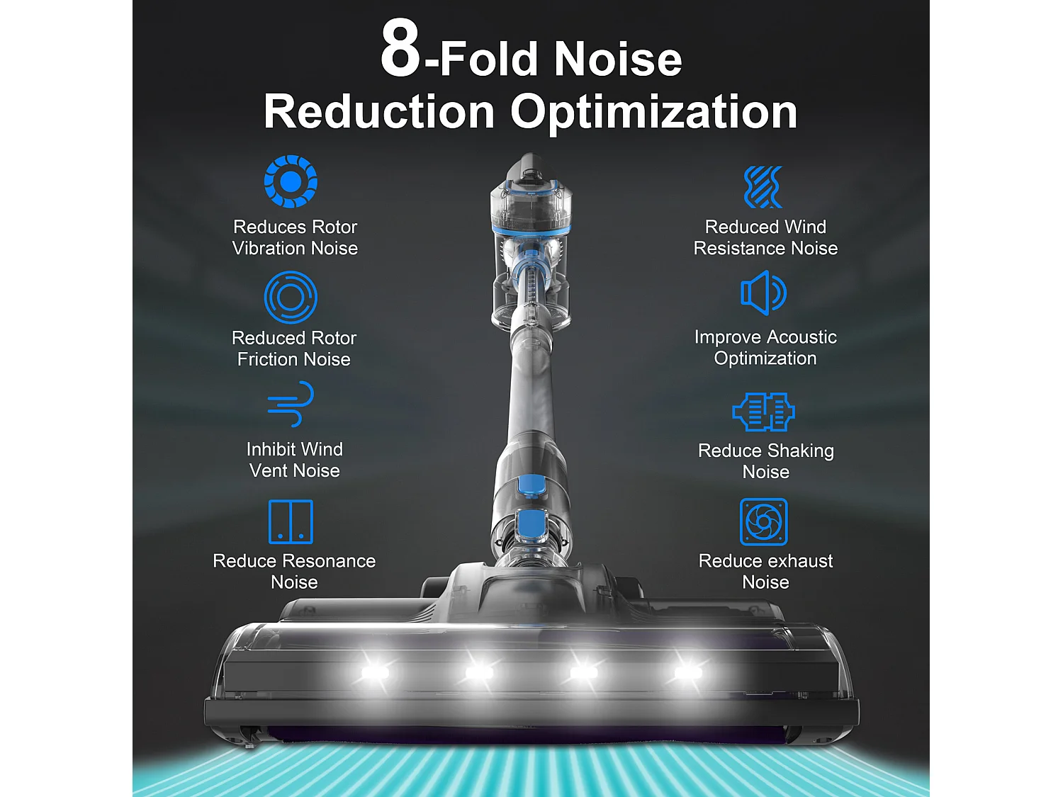 Aspirapolvere senza fili, 260W con display LED, rullo morbido, batteria rimovibile, 23 kPa, verde (43,5x32,5x19,5 cm)