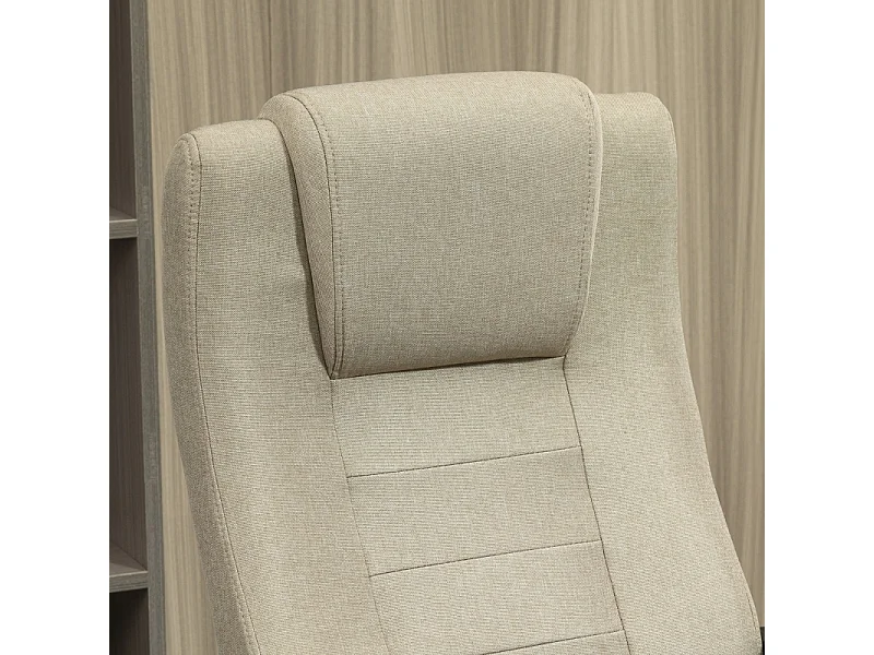 Chaise de bureau avec réglage de hauteur, fonction basculante, tissu lin, beige, (62x76x110-119 cm)