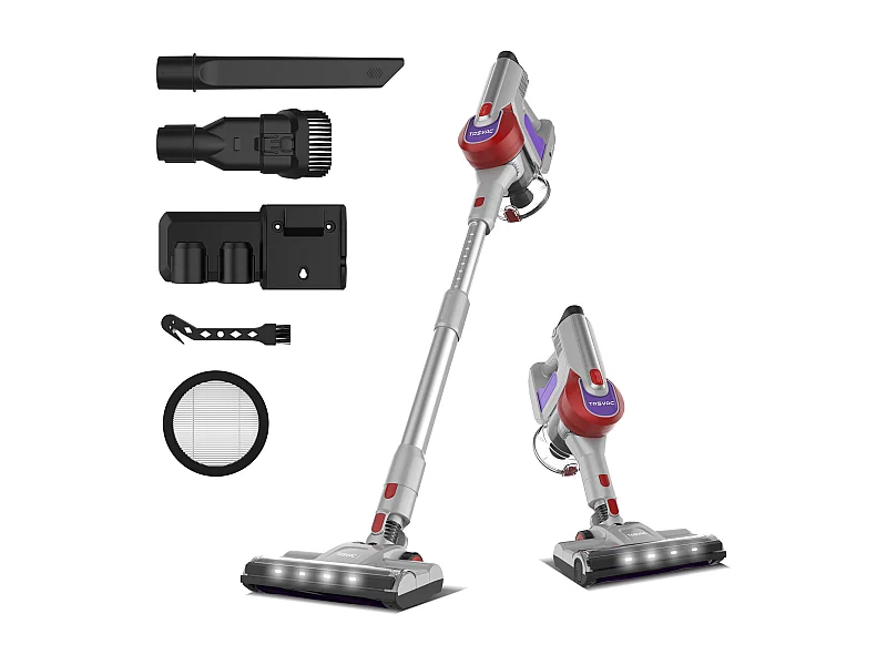 Aspirateur balai sans fil avec affichage LED, moteur 260W, filtration HEPA, 23kPa de puissance d'aspiration, batterie amovible (43.5x32.5x19.5 cm)