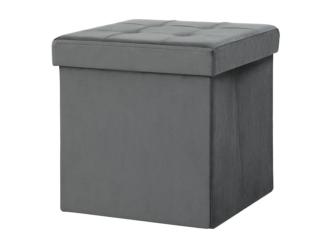 Sgabello pieghevole con contenitore, schiuma, MDF, grigio (38x38x38 cm)