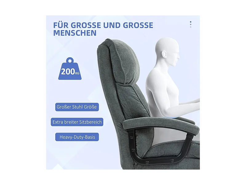 Chaise de bureau ergonomique, tissu doux, capacité de 200 kg, gris, (68.5x79x117-125 cm)