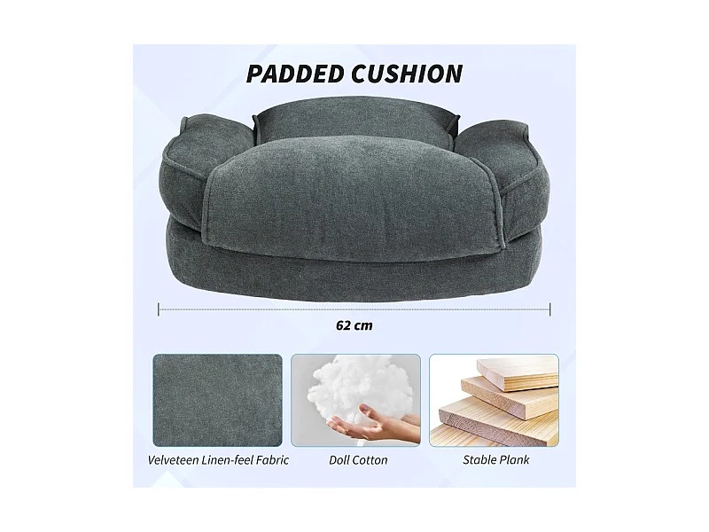 Chaise de bureau ergonomique, tissu doux, capacité de 200 kg, gris, (68.5x79x117-125 cm)