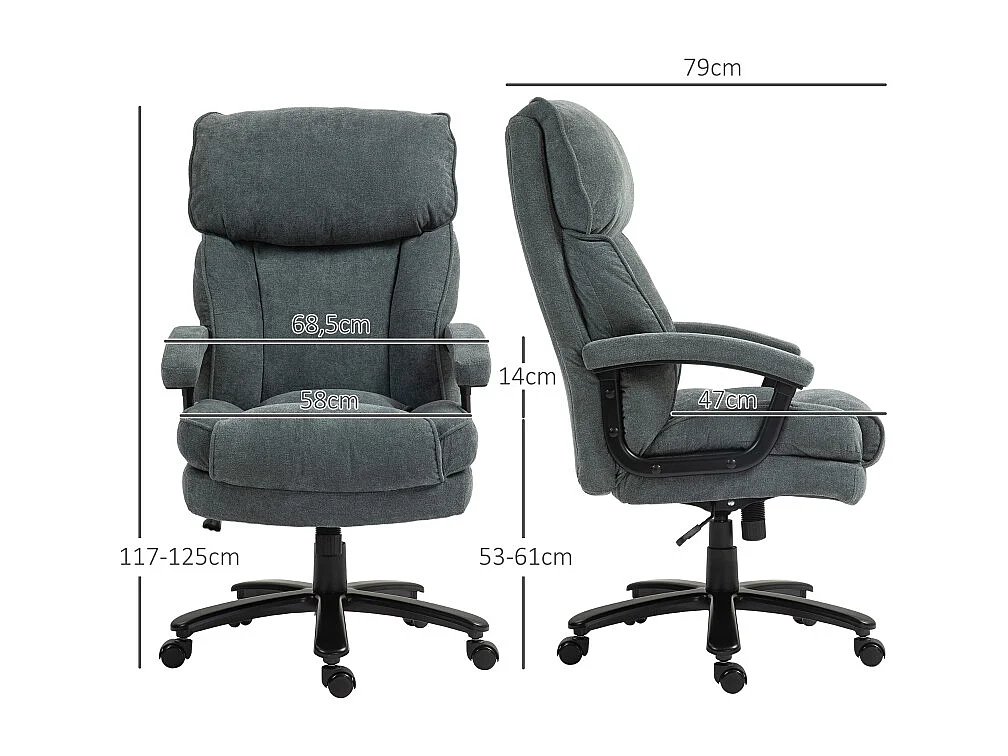 Sedia da ufficio ergonomica, tessuto morbido, portata 200 kg, grigio, (68,5x79x117-125 cm)