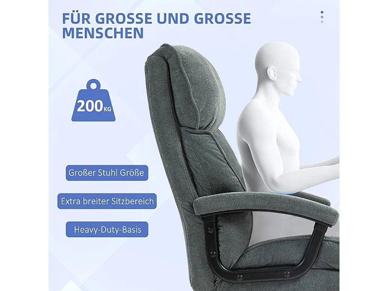 Sedia da ufficio ergonomica, tessuto morbido, portata 200 kg, grigio, (68,5x79x117-125 cm)