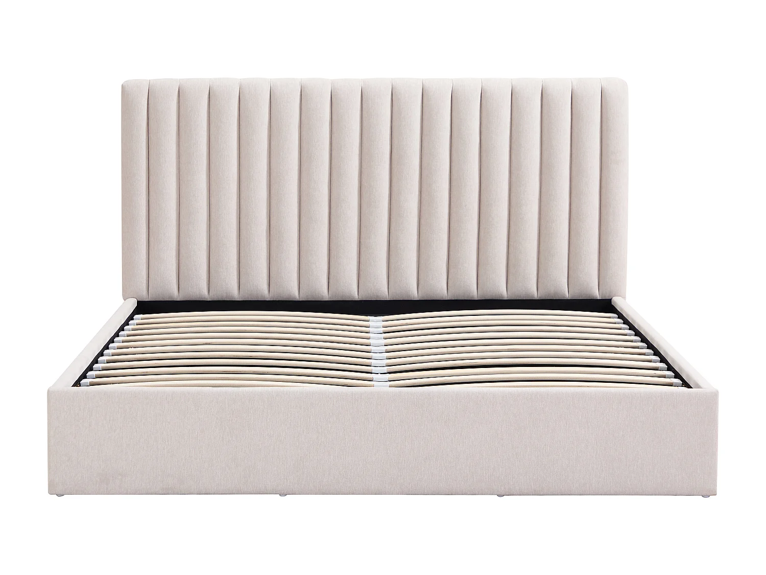 Lit coffre 140 x 190 cm – Tissu – Beige – SARANELI