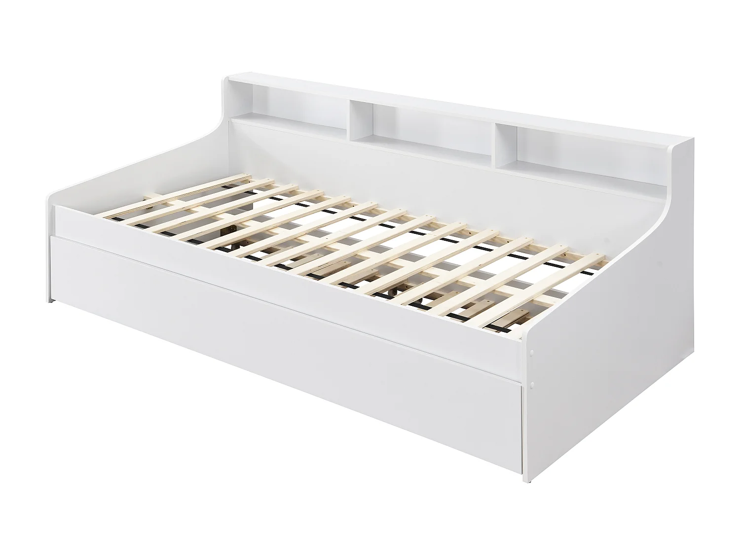 Lit 90 x 200 cm avec rangements – Blanc - LUNOVICA