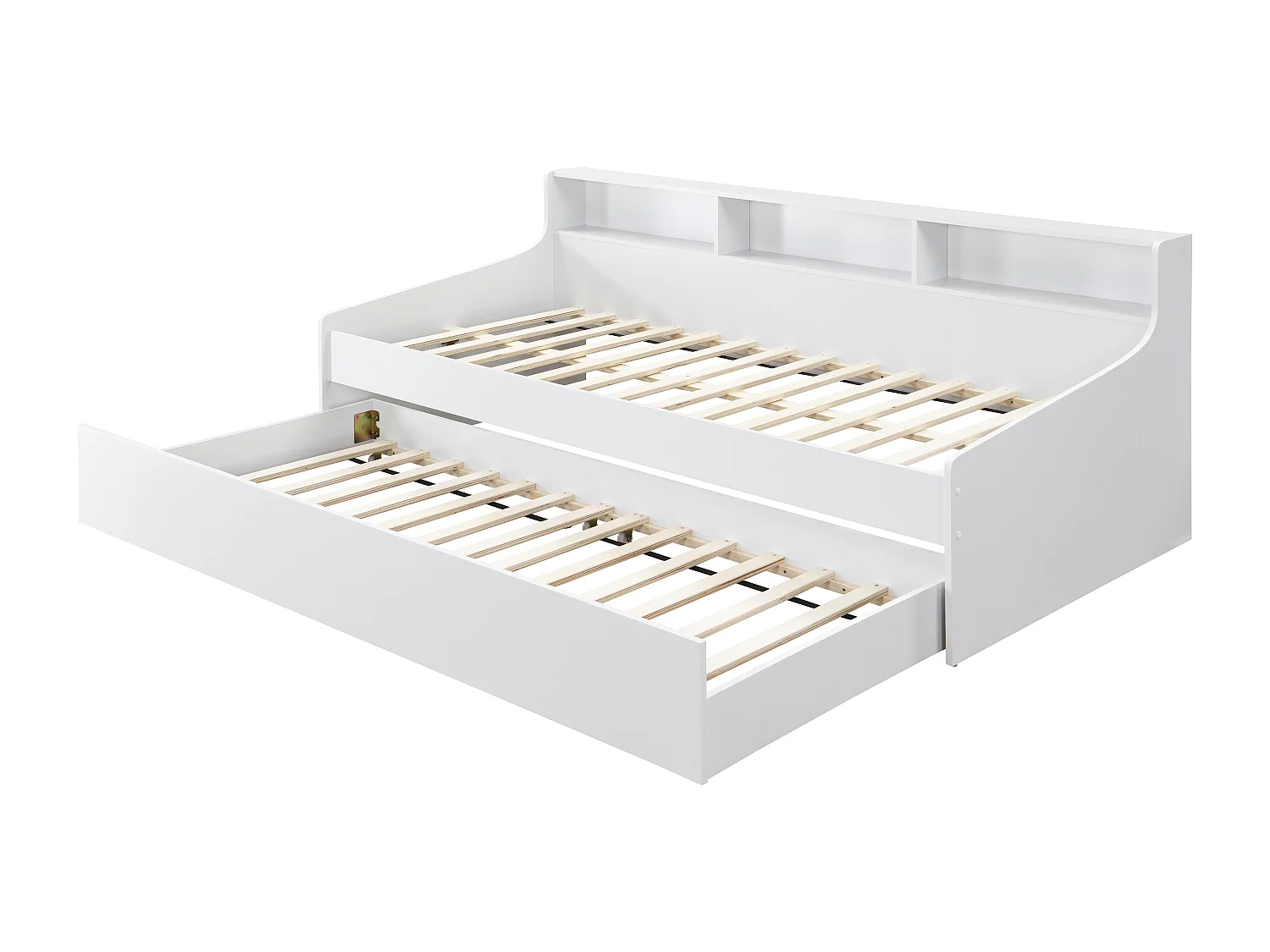 Lit 90 x 200 cm avec rangements – Blanc - LUNOVICA