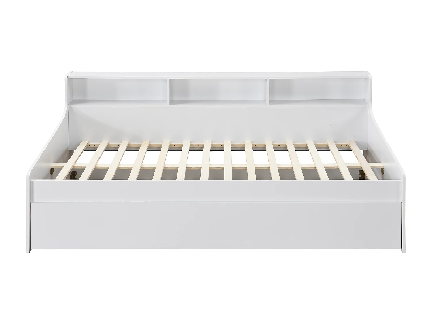 Lit 90 x 200 cm avec rangements – Blanc - LUNOVICA