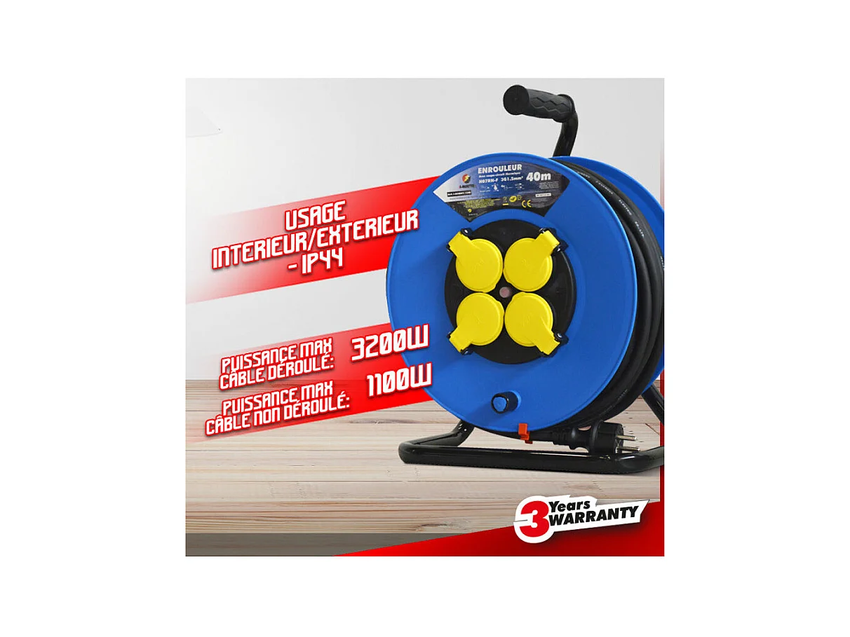 I-WATTS Enrouleur 40m 3x1,5mm HO7