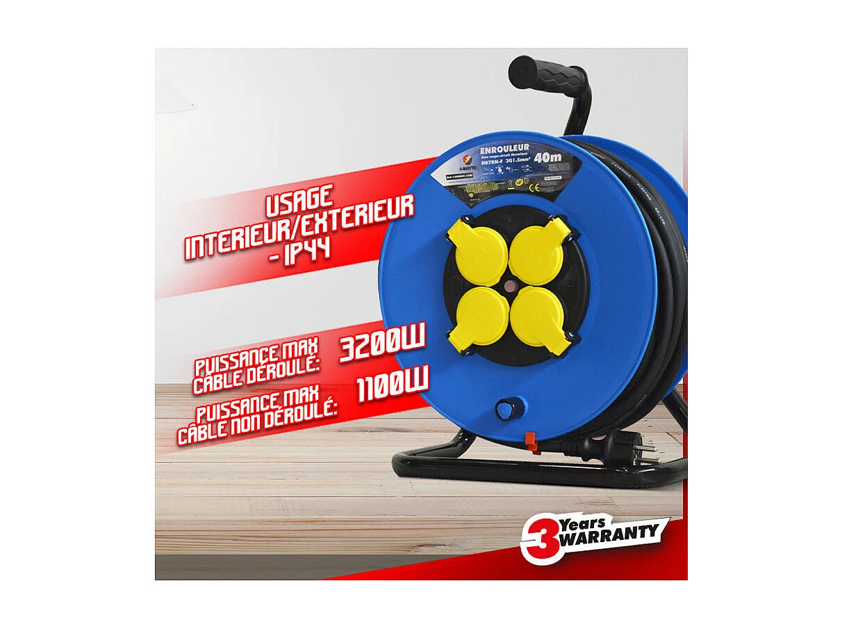 I-WATTS Enrouleur 40m 3x1,5mm HO7