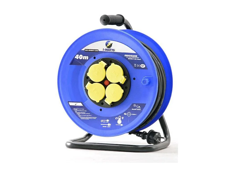 Haspel I-Watts Pro 40 m - 4 stopcontacten met klep - IP44