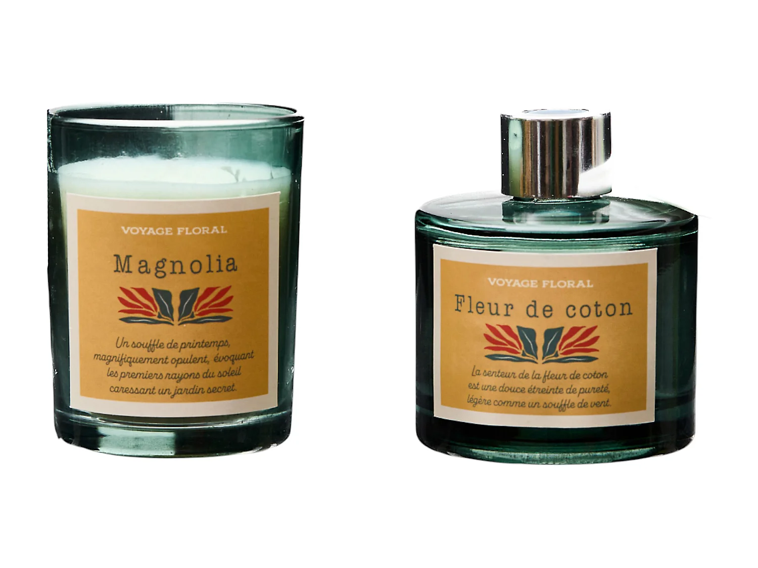 Bougie Parfumee Et Diffuseur Coffret Flower Vert