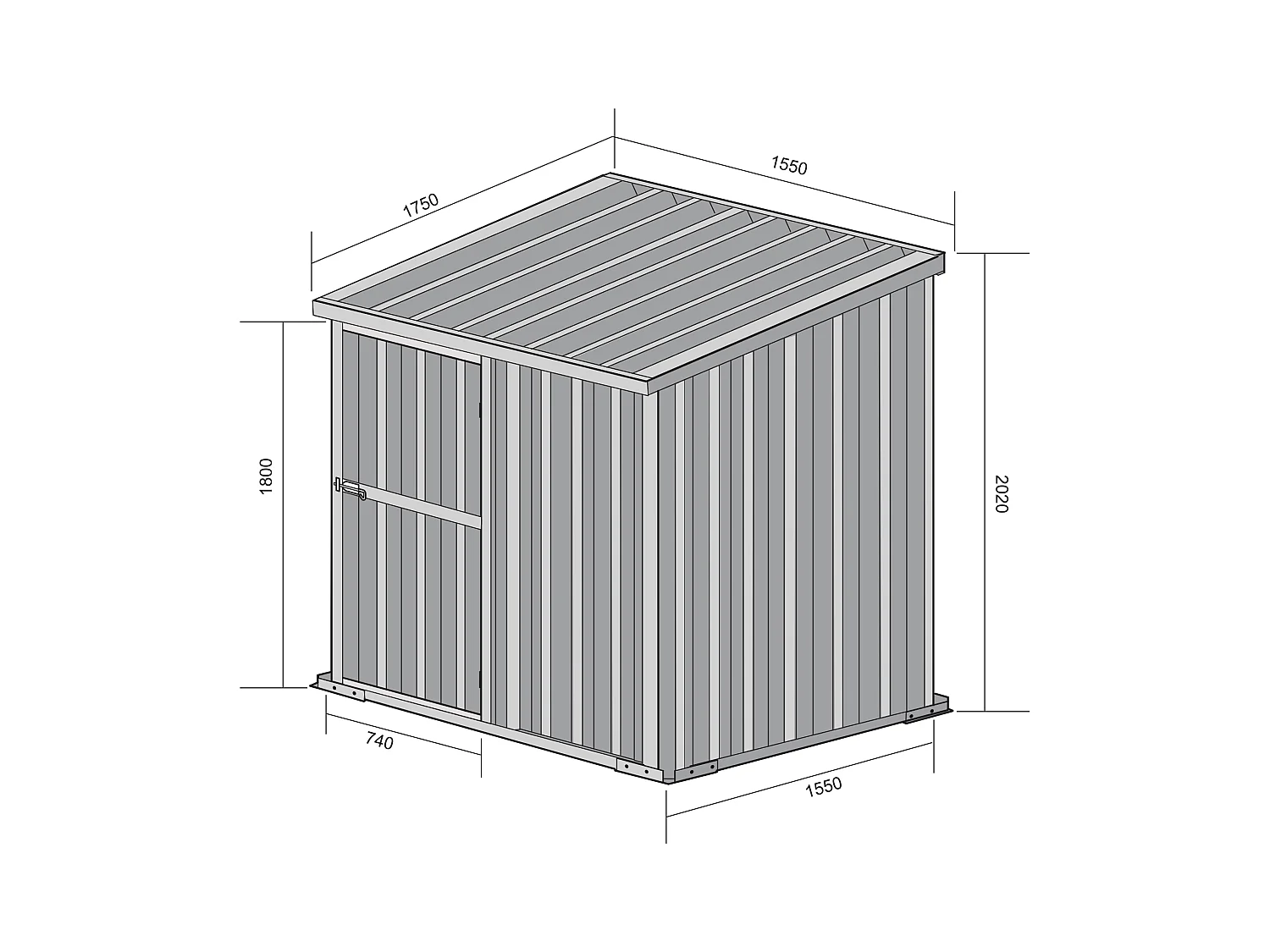 Box in Acciaio Zincato Casetta da Giardino in Lamiera 1.55 x 1.75 m x h2.02 m - 60 KG – 2.71 metri quadri - BIANCO