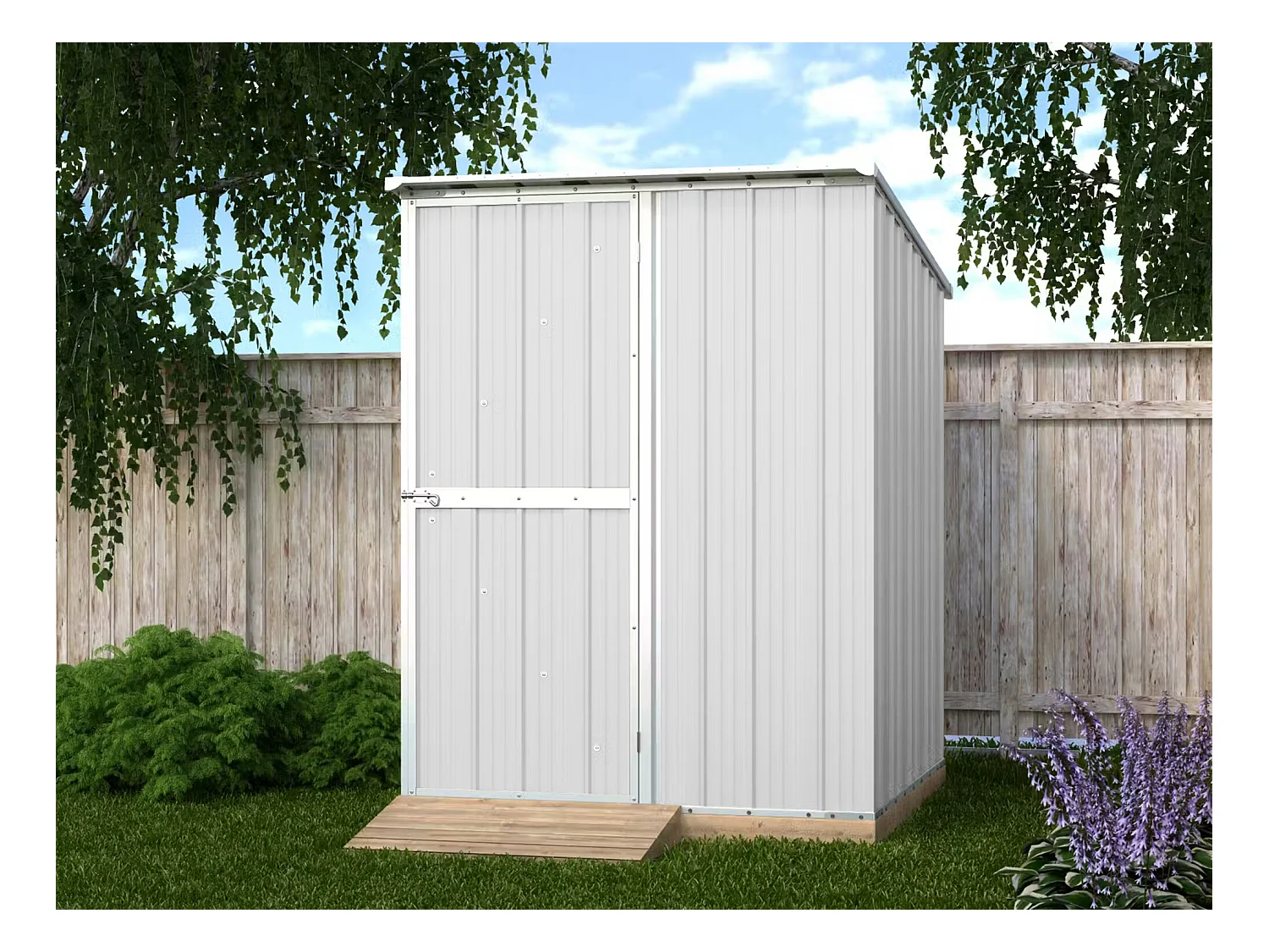 Box in Acciaio Zincato Casetta da Giardino in Lamiera 1.55 x 1.75 m x h2.02 m - 60 KG – 2.71 mq - colore bianco