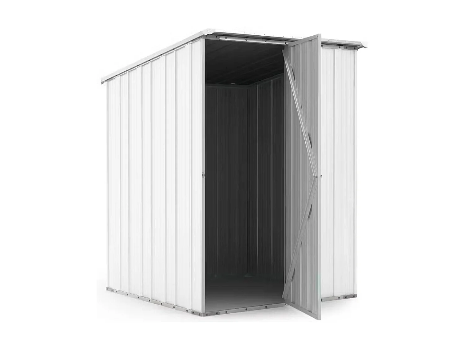 Box in Acciaio Zincato Casetta da Giardino in Lamiera 1.55 x 1.75 m x h2.02 m - 60 KG – 2.71 mq - colore bianco