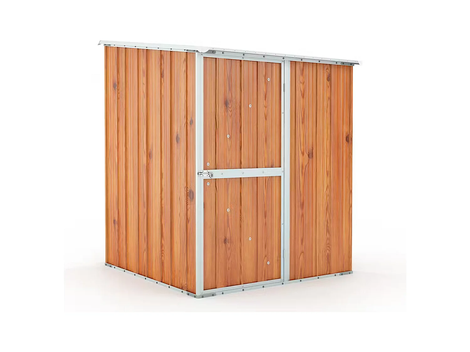 Box in Acciaio Zincato Casetta da Giardino in Lamiera 1.55 x 1.75 m x h2.02 m - 60 KG – 2.71 metri quadri - FINITURA LEGNO