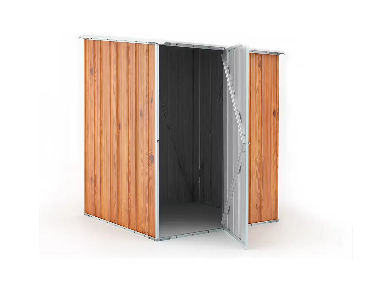 Box in Acciaio Zincato Casetta da Giardino in Lamiera 1.55 x 1.75 m x h2.02 m - 60 KG – 2.71 metri quadri - FINITURA LEGNO