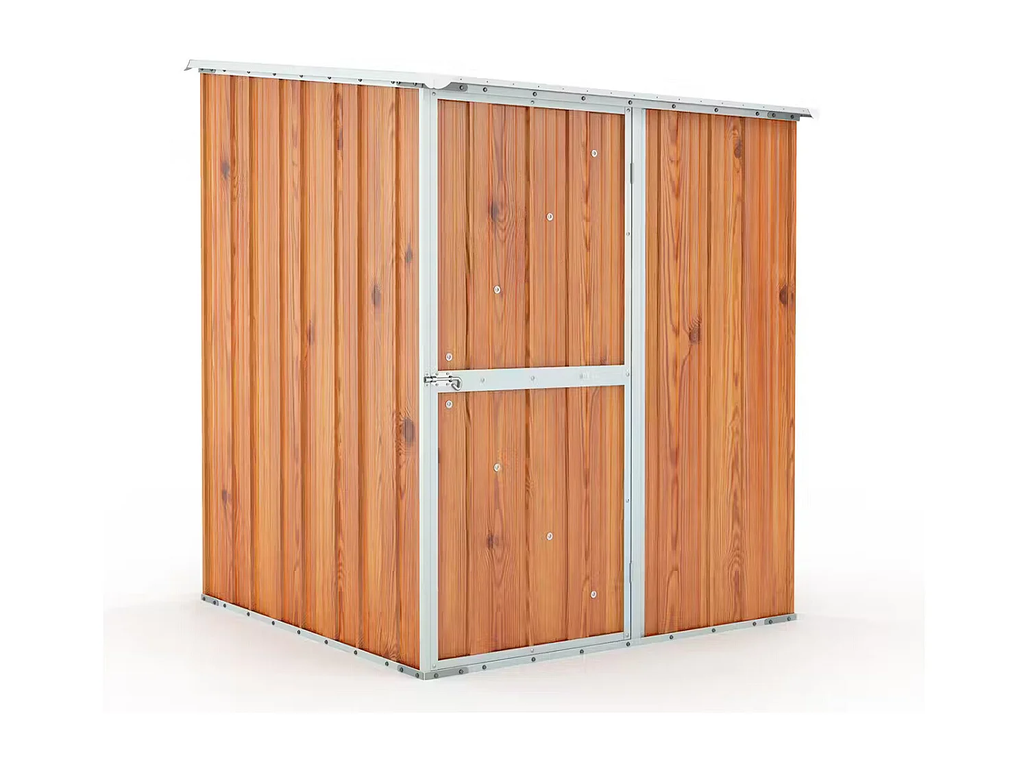Box in Acciaio Zincato Casetta da Giardino in Lamiera 1.55 x 1.75 m x h2.02 m - 60 KG – 2.71 metri quadri - FINITURA LEGNO