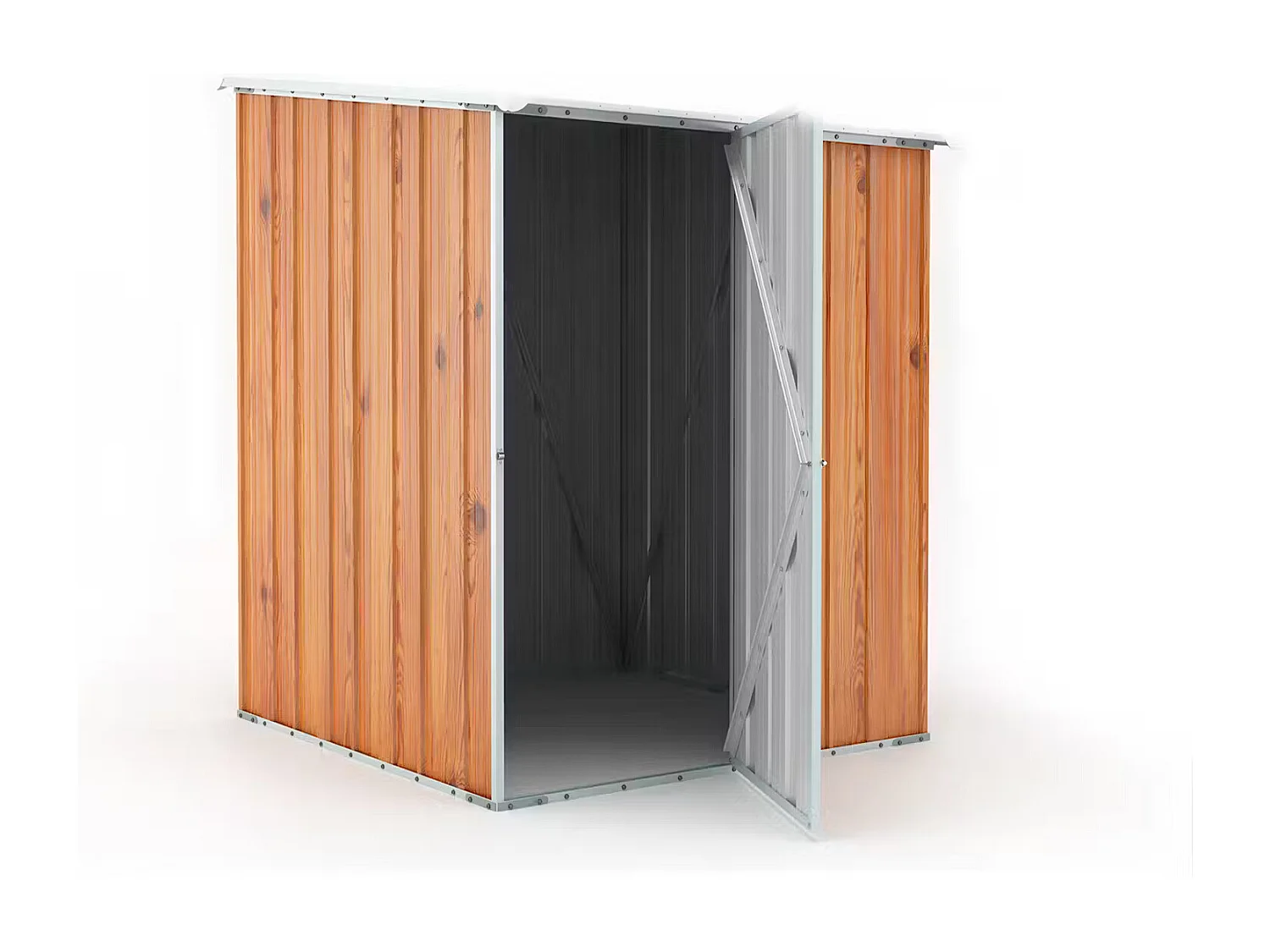 Box in Acciaio Zincato Casetta da Giardino in Lamiera 1.55 x 1.75 m x h2.02 m - 60 KG – 2.71 metri quadri - FINITURA LEGNO