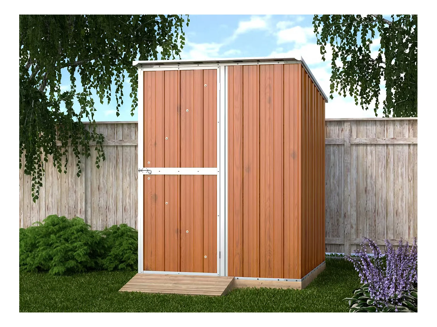 Box in Acciaio Zincato Casetta da Giardino in Lamiera 1.55 x 1.75 m x h2.02 m - 60 KG – 2.71 mq - colore effetto legno