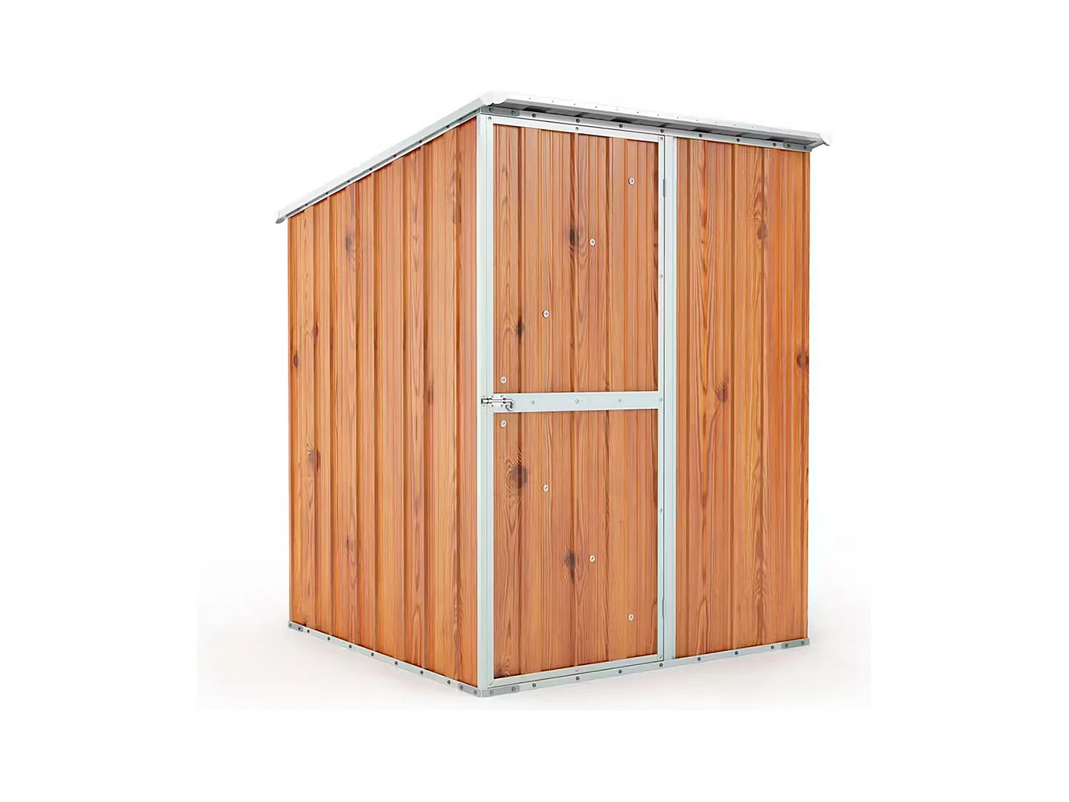 Box in Acciaio Zincato Casetta da Giardino in Lamiera 1.55 x 1.75 m x h2.02 m - 60 KG – 2.71 mq - colore effetto legno